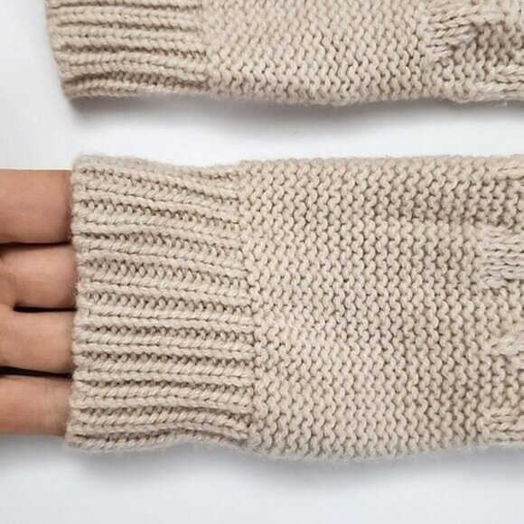 TNA Women's Knit Cream Taupe Lambs Wool Cowichan Zip Up Cardigan Pockets Size S - Picture 8 of 15